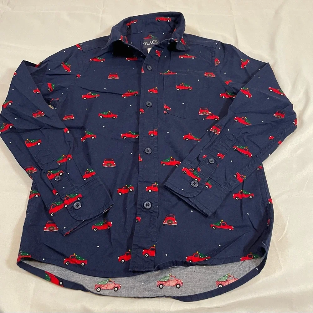 The‎ Children's Place Blue Shirt with Red Car Print